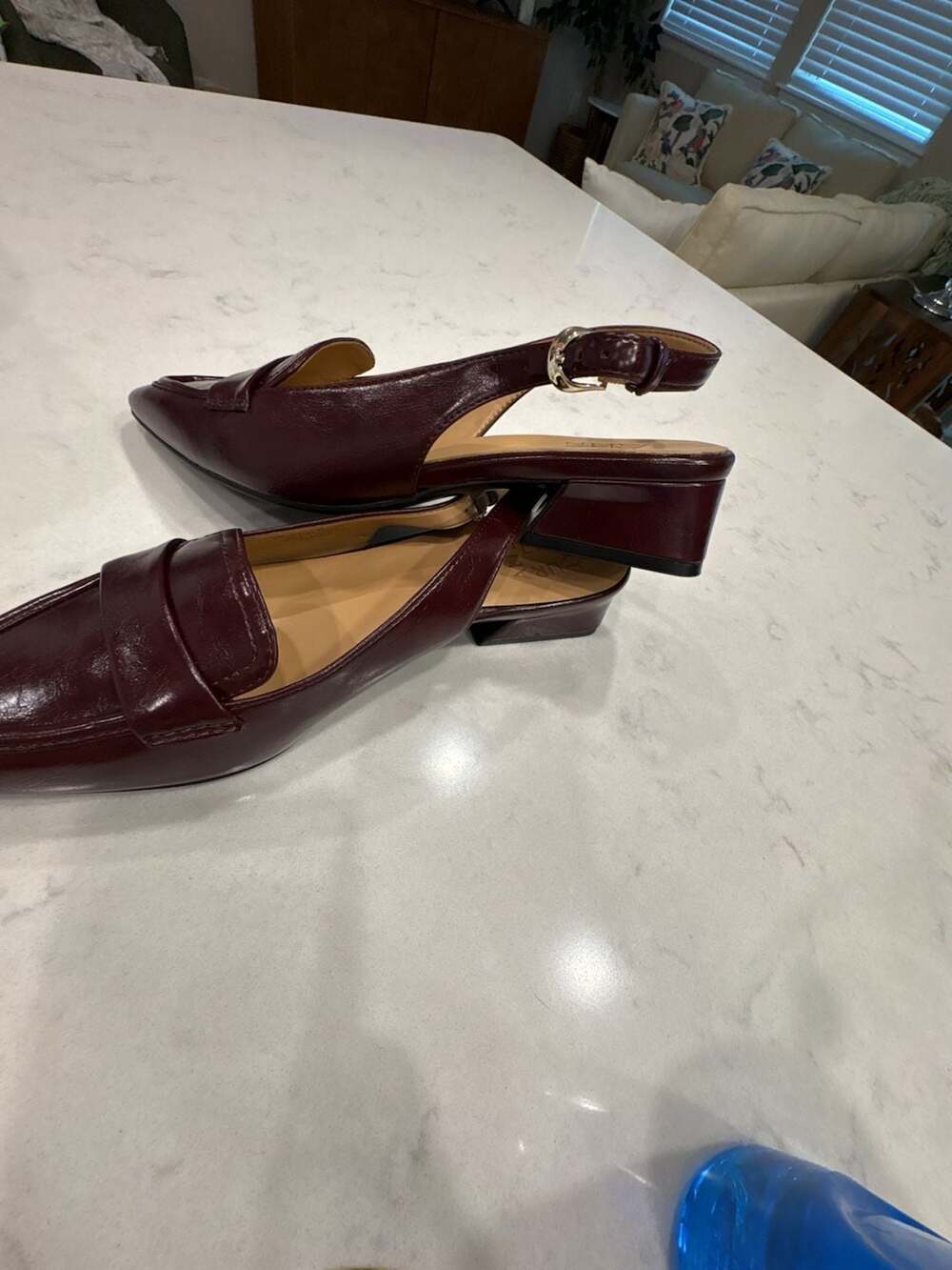 Naturalizer Garner Pointed Toe Slingback Loafer Pumps in Merlot - Picture 5 of 10